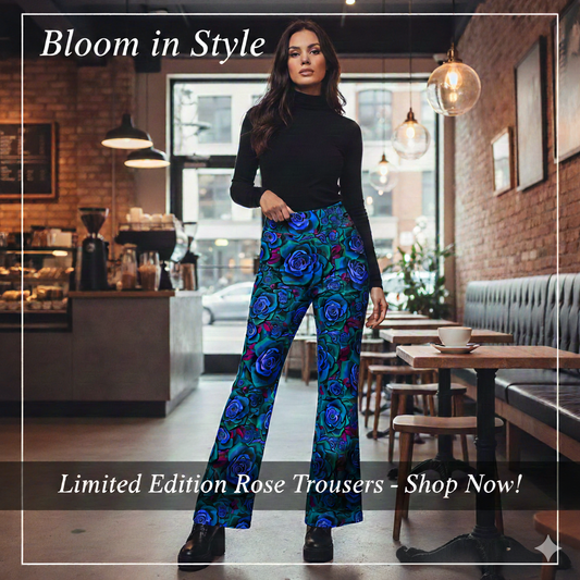 Flare leggings blue roses